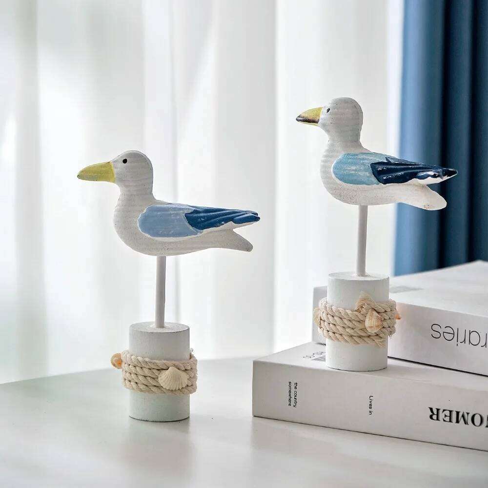 Mediterranean Style Tree Stump Seabird Ornament Home TV Cabinet Desktop Children's Room Beautification Decoration Creative Gift S260204