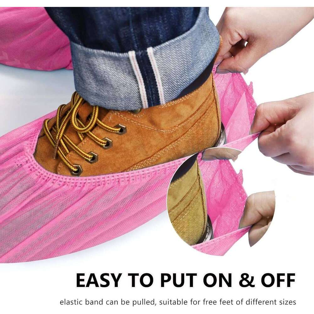 100Pack Shoe Disposable Non-Slip Black Non-Woven Fabric Covers for Indoors Breathable Slip Resistant Durable Boot S260204