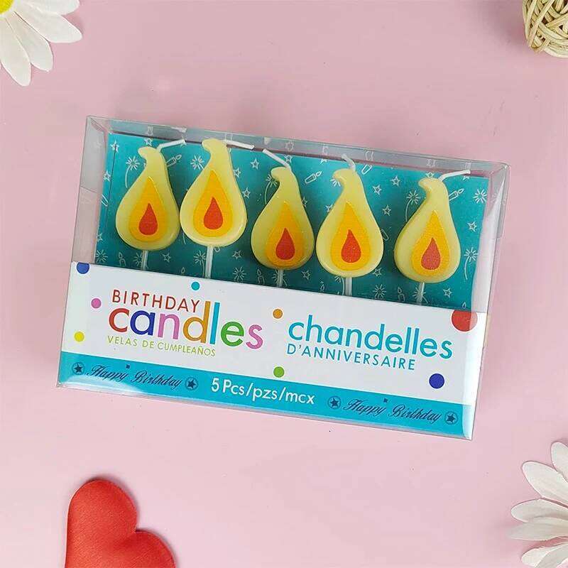 Yellow Cake Retro Cartoon Flame Birthday Candle Internet Celebrity Christmas Decoration S260204