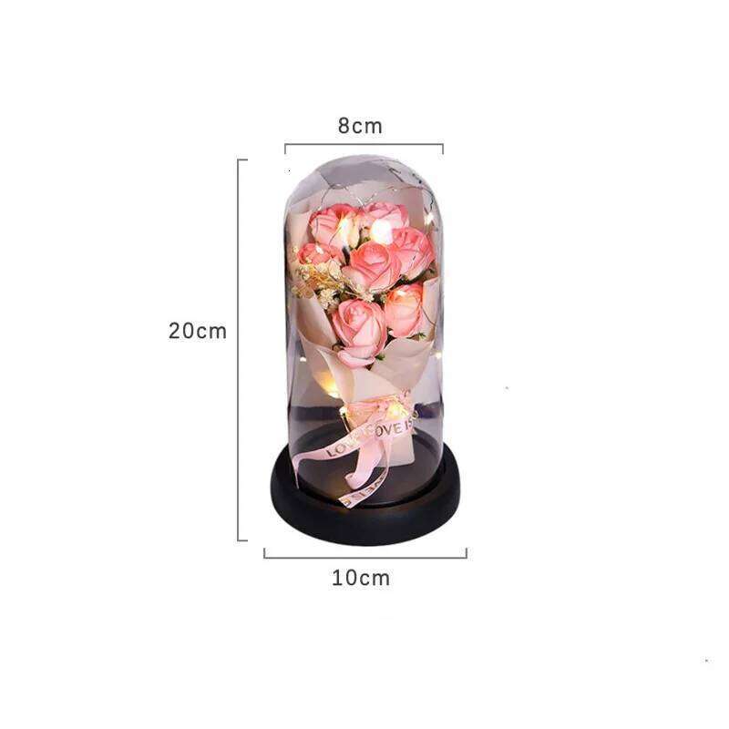 Rose Eternal Life Flower Starry Sky Glass Cover Living Room Decor for Girlfriend Birthday Gift Valentine's Mother's Day S260204