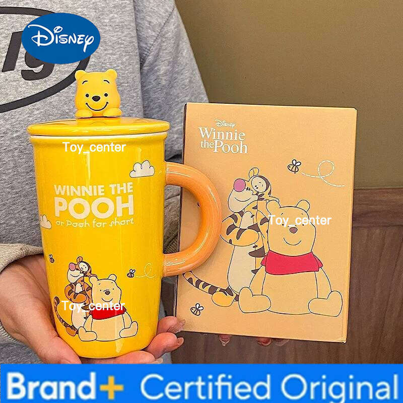 Disney Stitch Cute Cartoon Ceramic Mug With Lid Large Capacity Office Water Cup For Women Couple Birthday Gift H260205