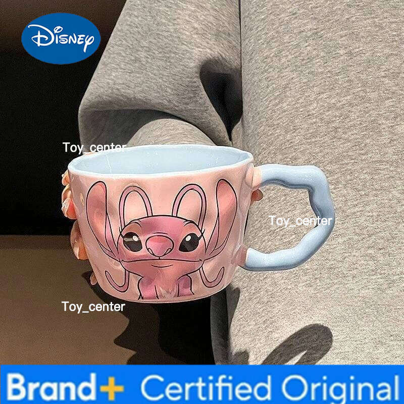 Disney New Stitch Angel anime-themed creative personalised cartoon couple ceramic milk coffee mugs high-quality festive gifts H260205
