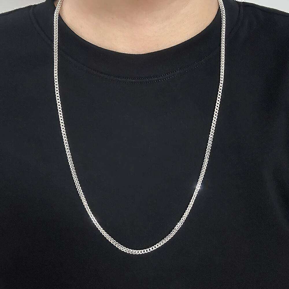 2mm Silver Franco Chain Necklace & Bracelet with Lobster Clasp Men Boy Women High Polished Punk Rock Party Jewelry 26H0205 26H0205