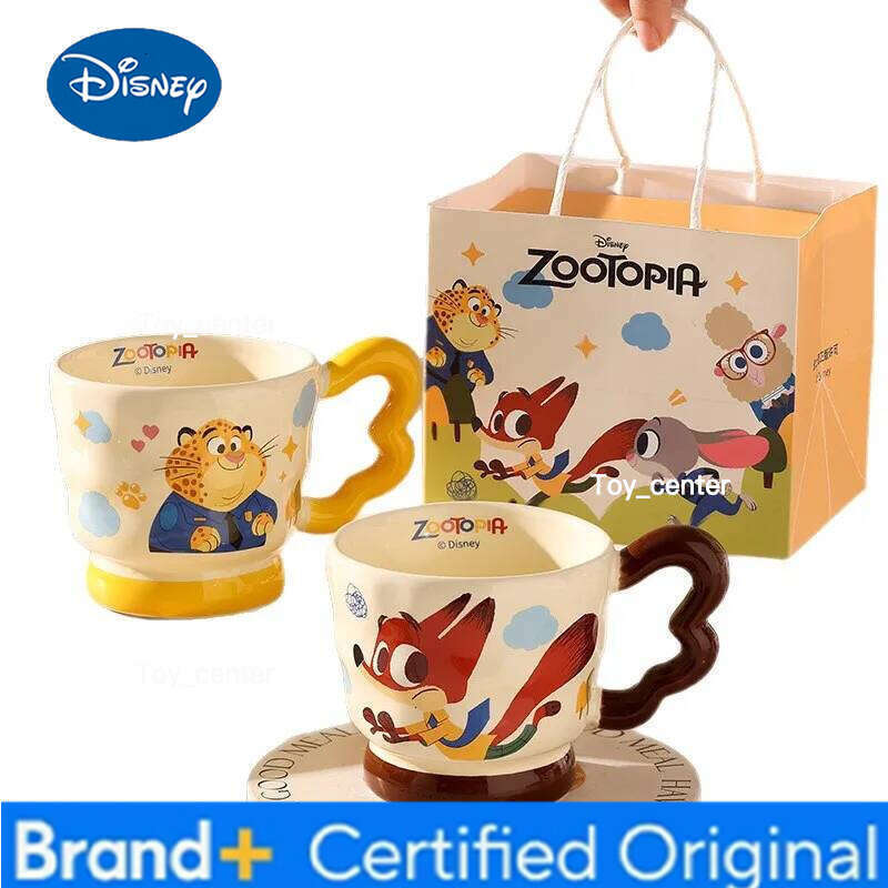 Disney Y2K 330ml New Anime Zootopia Judy Ceramic Kawaii Nick Milk Coffee Mug Breakfast Oat Girl Water Cup Birthday Gift H260205