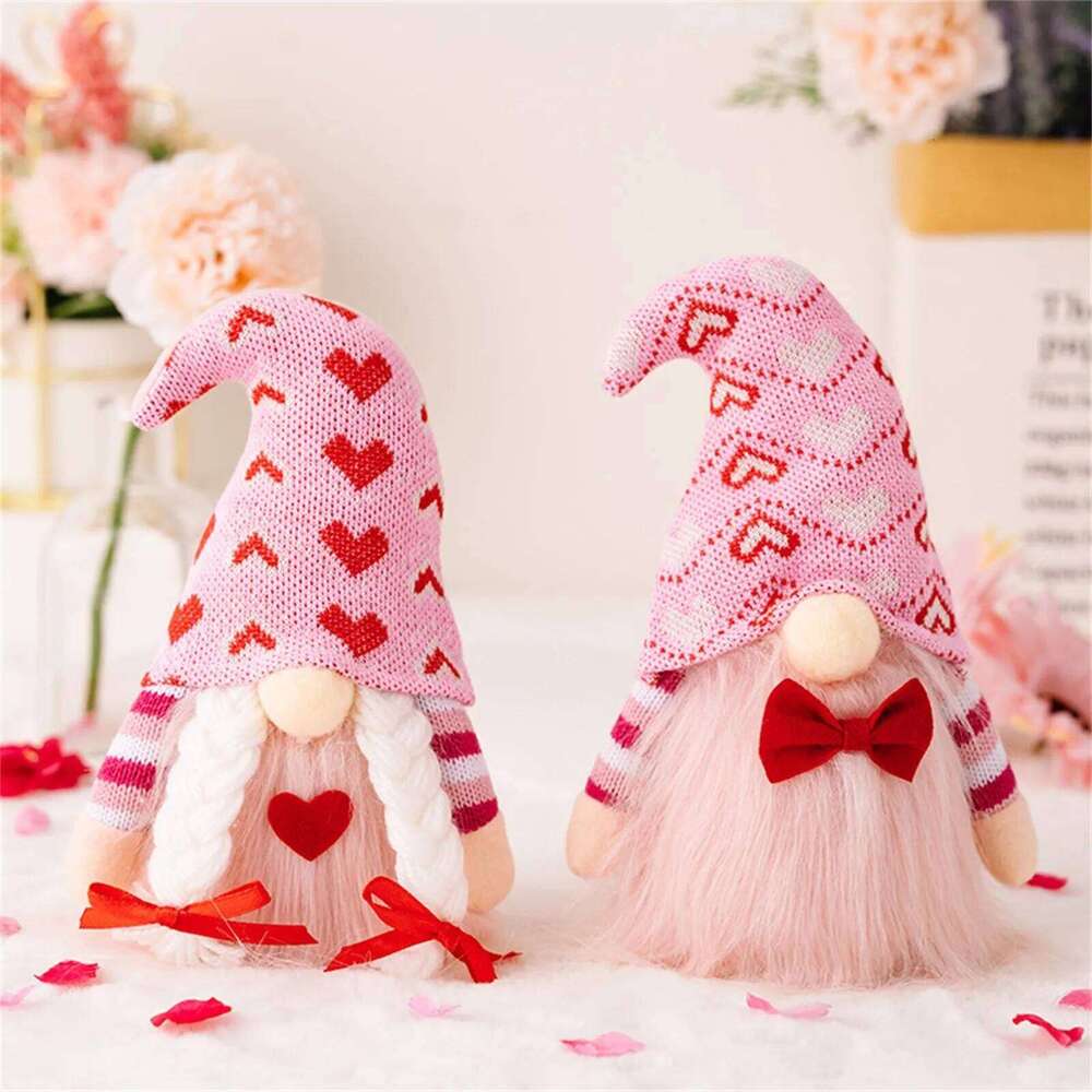 Valentine's Day Decorations Glowing Gnome Doll Ornaments Plush Knitted Love Faceless Dolls Holiday Party Surprise Gift S260204