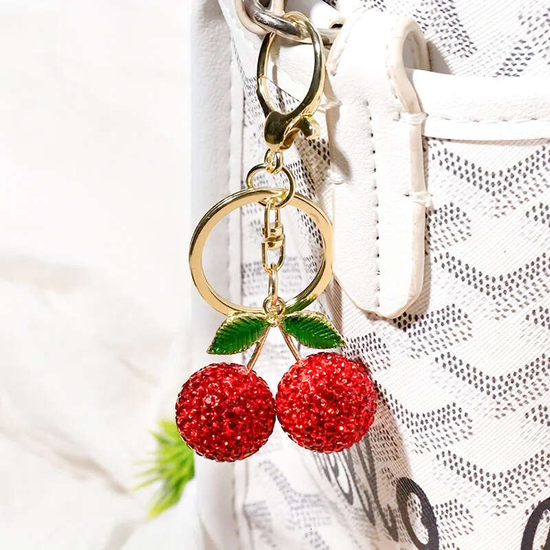 Hot-Selling Fashion Rhinestone Keychain Pendant Creative Fruit Alloy Cherry Bag Charm