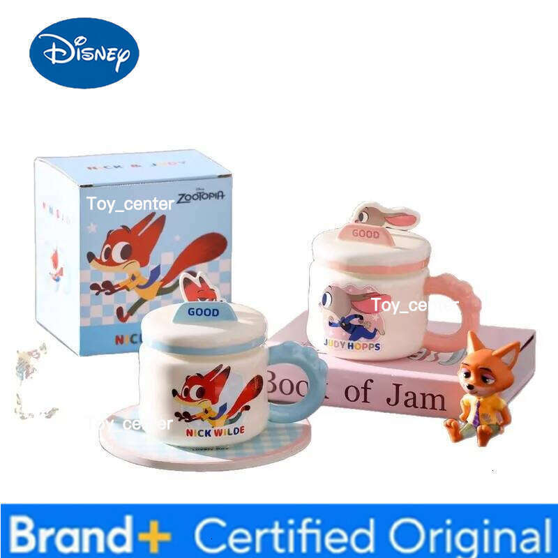 Disney Zootopia Cute Cartoon Ceramic Mug With Lid Judy Hopps Nick Wilde Phone Holder Coffee Tea Cup For Office Home Daily Use H260205