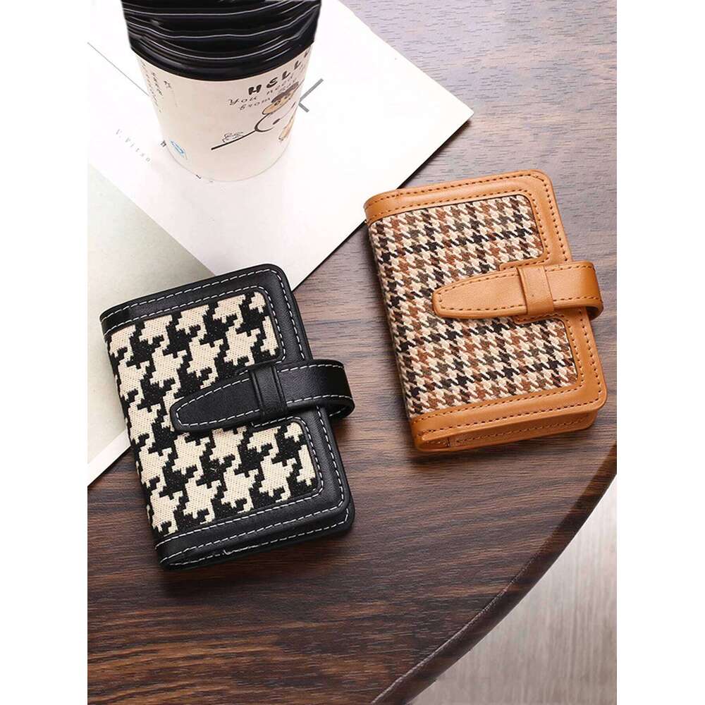 22 slot holders fashion PU leather coin anti demagnetization wallet organizer print/Houndstooth plaid card bag Z260205