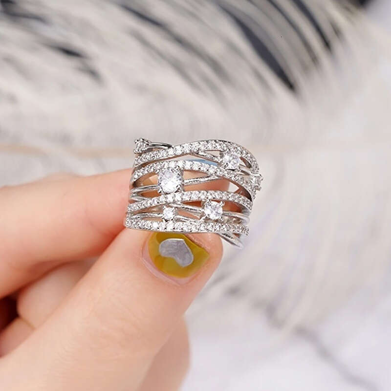 Sparkling Diamond-Studded Zirconia Ring Designed for Women's New Jewelry Collection Perfect for Ladies' Holiday Parties and Travel