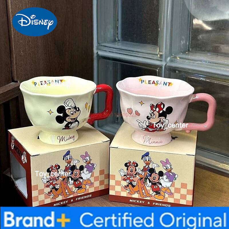 Disney Mickey Minnie Household Water Children'S Ceramic Cute Dormitory Use Office Coffee Breakfast Cup 3d Relief Mug Xmas H260205