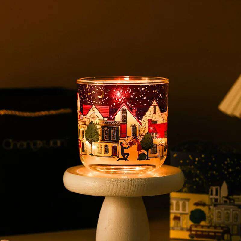 Scented Jar Festive Atmosphere Candles London Street Scene Pattern Heat Sensing Fragrance Candle for Holiday parties H260205