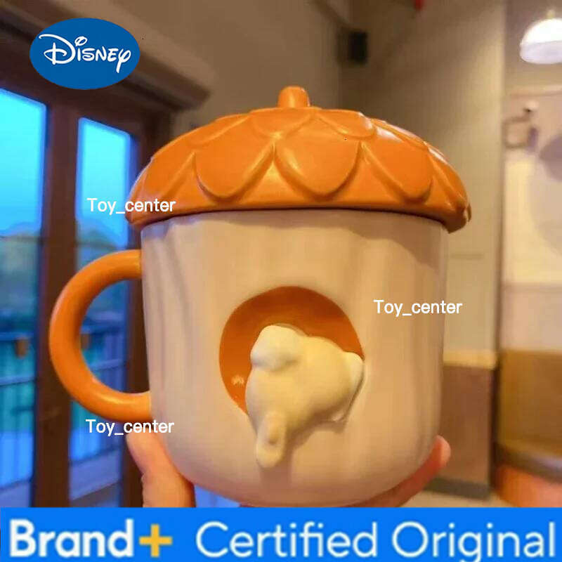 Disney New maple leaf forest autumn rabbit cute fox squirrel acorn ceramic cup set coffee with lid fall mug H260205