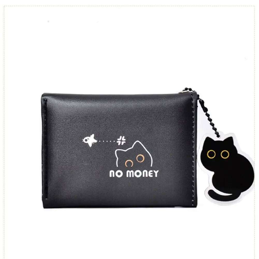 Festive Fortune Folding Wallet with Baking Design Three-Fold Large Capacity Cat Pattern Coin Purse Z260205