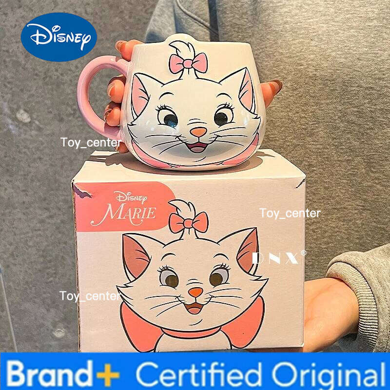 Disney New Mary Cat Big Belly Ceramic Mug Milk Coffee Cup Cartoon Creative Color Box Gift for Girls' Birthday Surprise H260205
