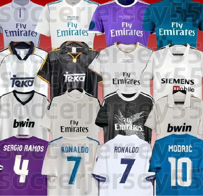 Retro Vintage soccer jersey mADRIds football shirt long sleeve GUTI Sergio Ramos SEEDORF CARLOS 99 00 04 05 06 07 12 13 14 15 16 17 18 RONALDO ZIDANE RAUL finals KAKA