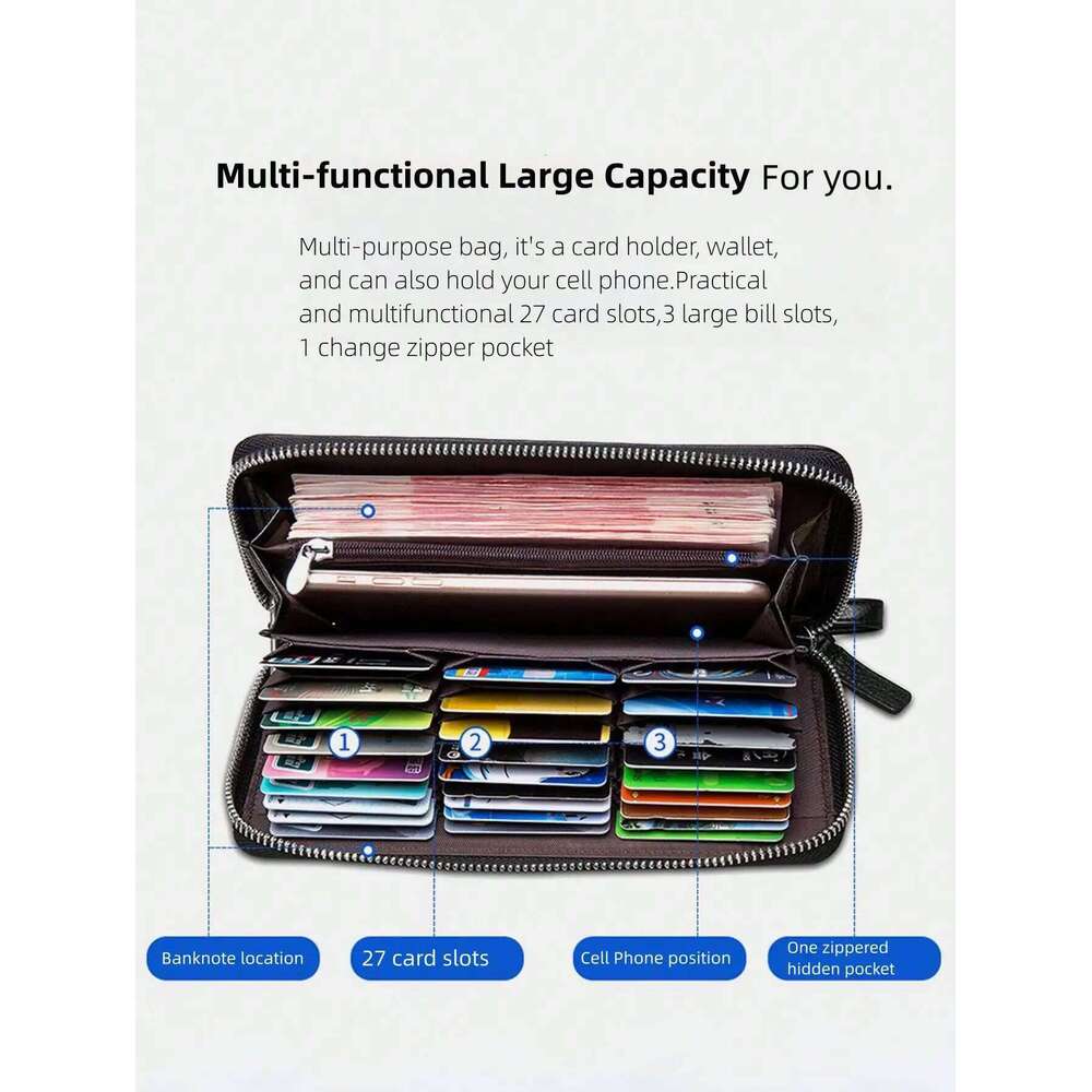 Very Simple Solid Color Basic Long Business Portable Multi-card Multi-function Mobile Wallet Z260205