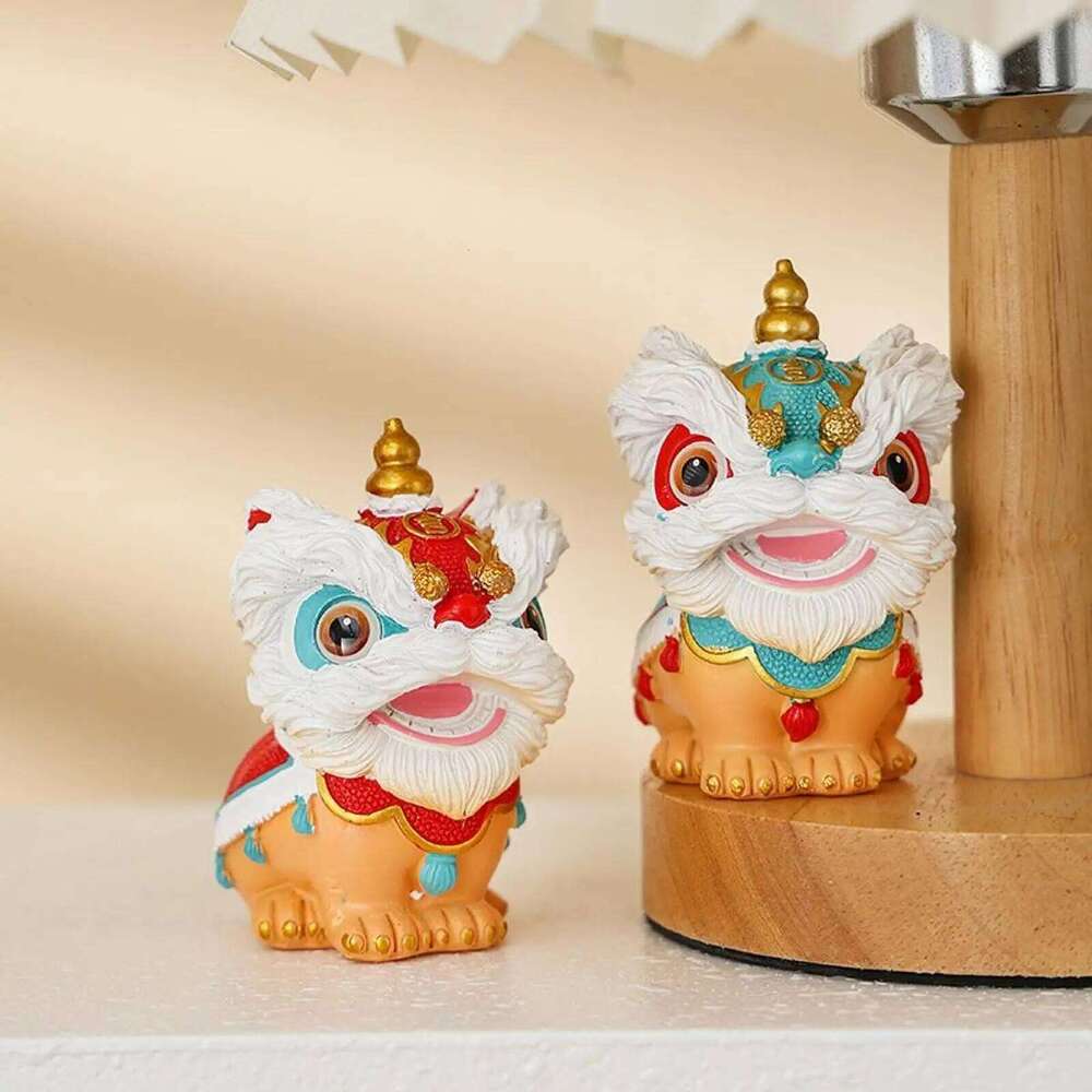 Premium Chinese Dance Statue Creative Resin Lion Craft Figurine for Home Cabinet Living Room Bedroom New Year Decoration