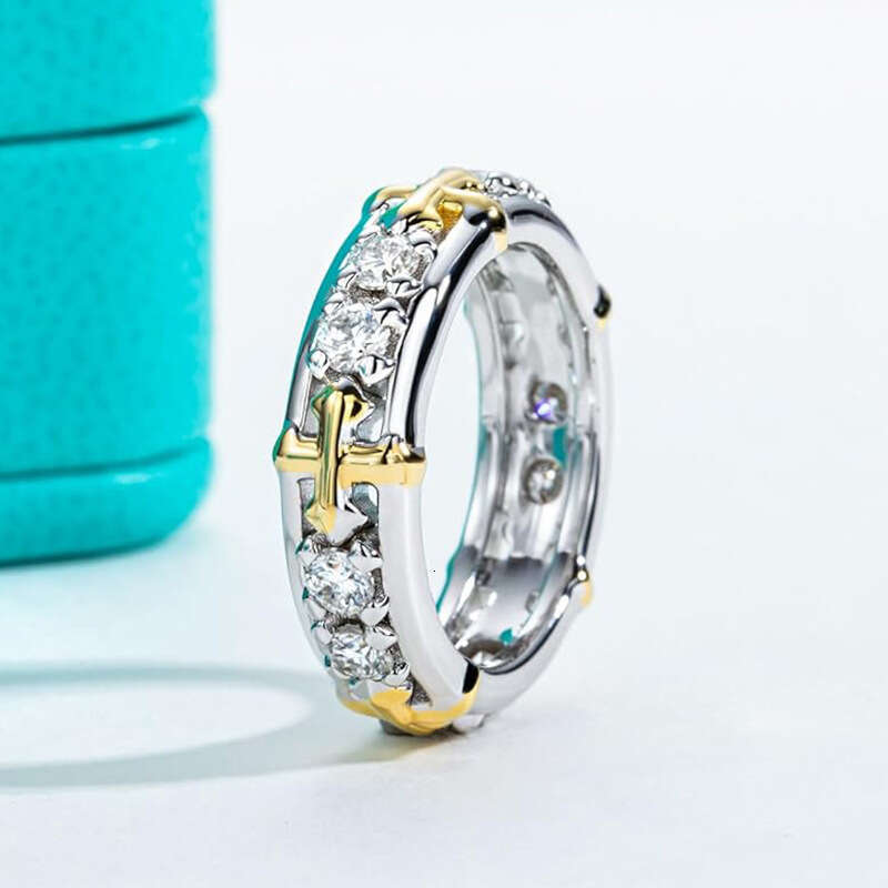Two-Tone Ring with Zirconia Streetwear Jewelry for Women
