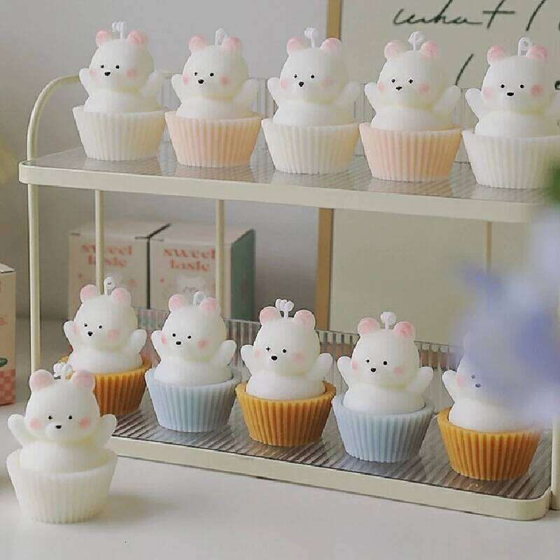 Cute Creative Simulation Teddy Bear Cake Aromatherapy Candle Diy Handmade Fragrance Cartoon Decoration Christmas Birthday Gift S260204