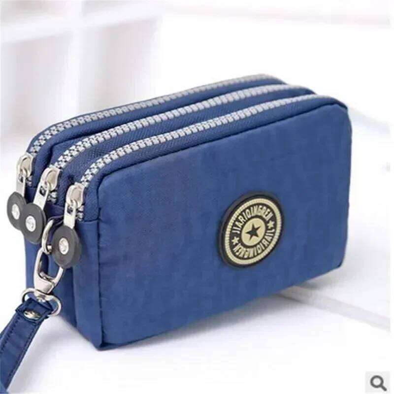 Women Three-layer Long Zipper Money Pocket Purse Women's Handbag Wrist Mobile Phone Card Key Coin Bag Wallet Washable Cloth Z260205
