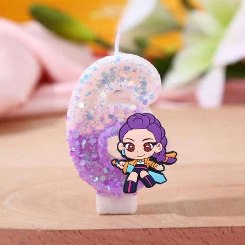 Hot K-Pop Demon Hunters Decoration Numi Mira Zoe Digital Candle Cake Top Birthday party cake decoration S260204