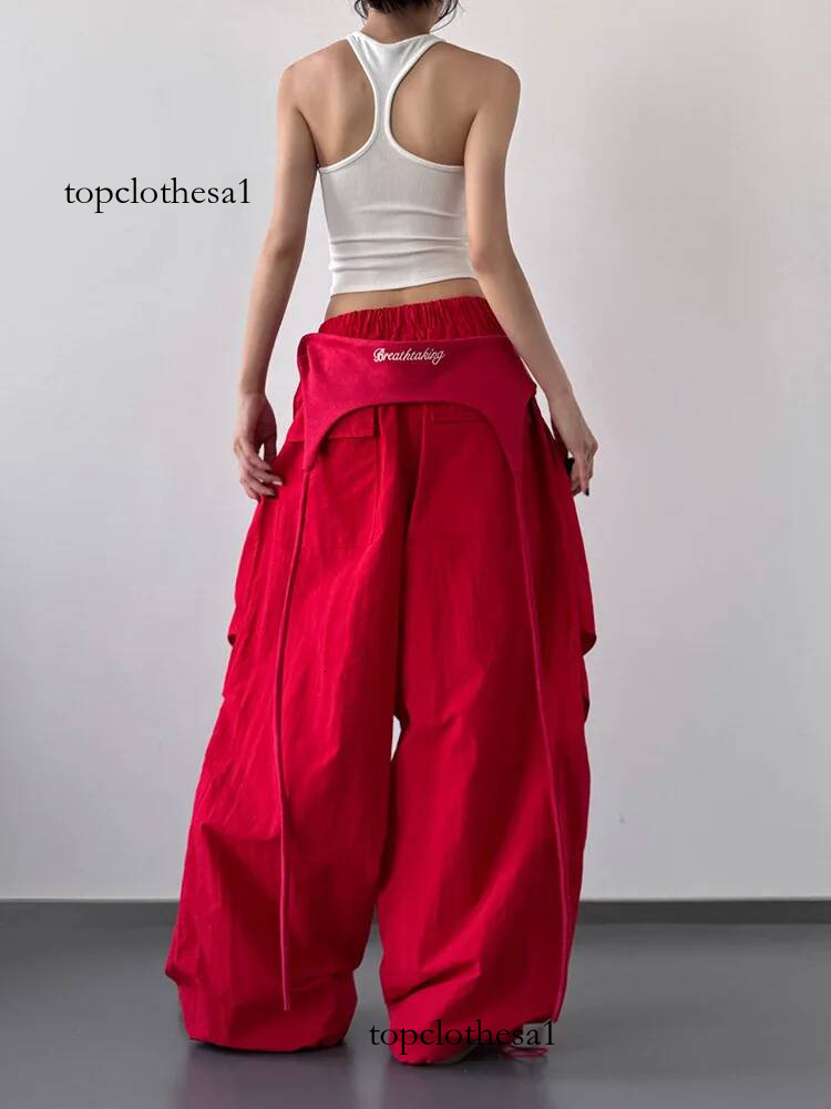 Women's & Y2K Style - Cross-layer Straps Design Casual Streetwear Trousers Wide Leg Cargo Pants for Hip Hop Dance