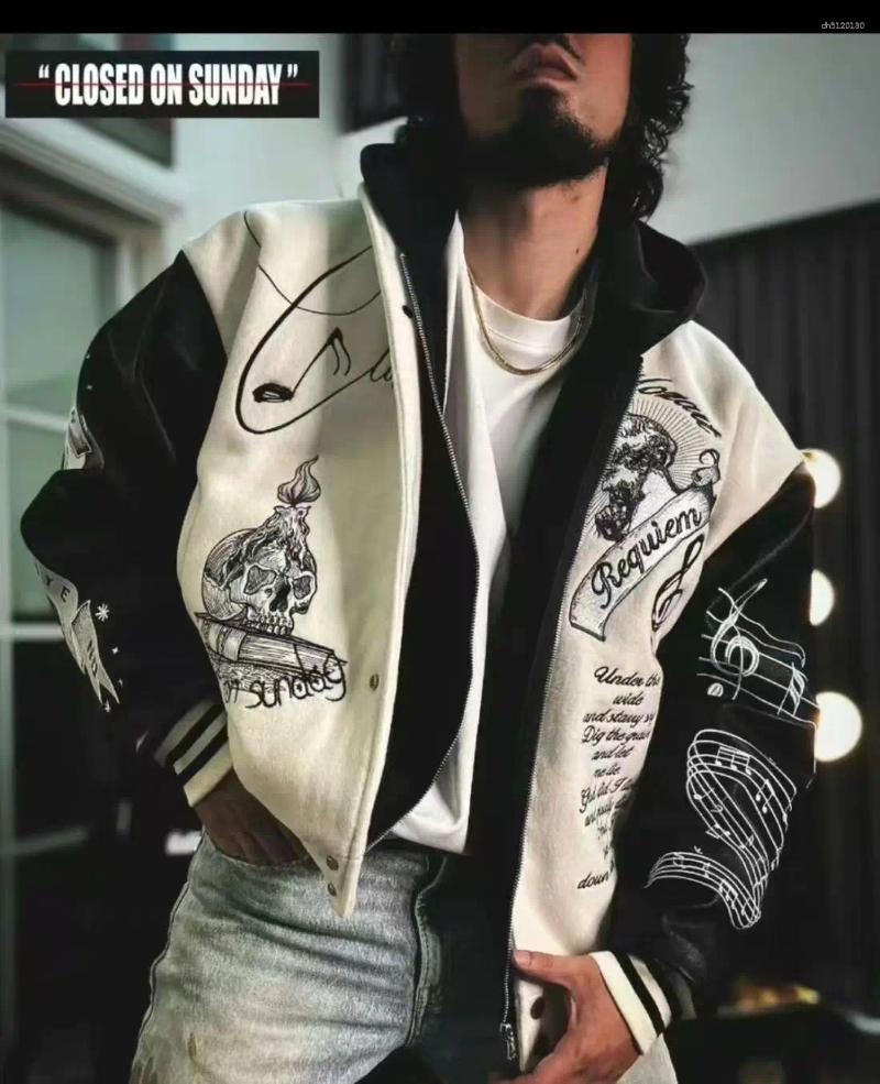 Men's Jackets Embroidery Varsity Jacket Men PU Leather Sleeves Oversized Bomber Women Baseball Coats Streetwear Clothing