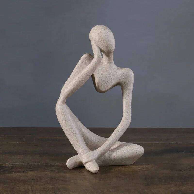 Minimalist Human Contemplation Sculpture Figurine - High Quality Decorative Art Piece with Excellent Value S260204