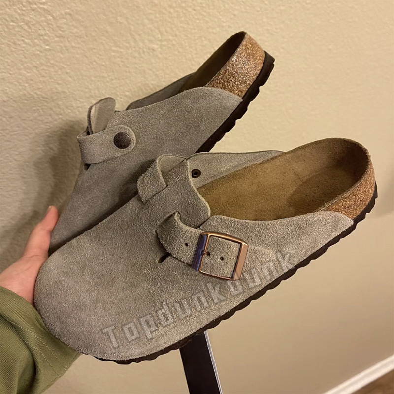 Designer Clogs Sandals Germany Clog Slippers birkentockks Cork Flat Fashion Summer Genuine Leather Slide Favourite Beach chestnut Casual Shoes Women Men Size 35-45