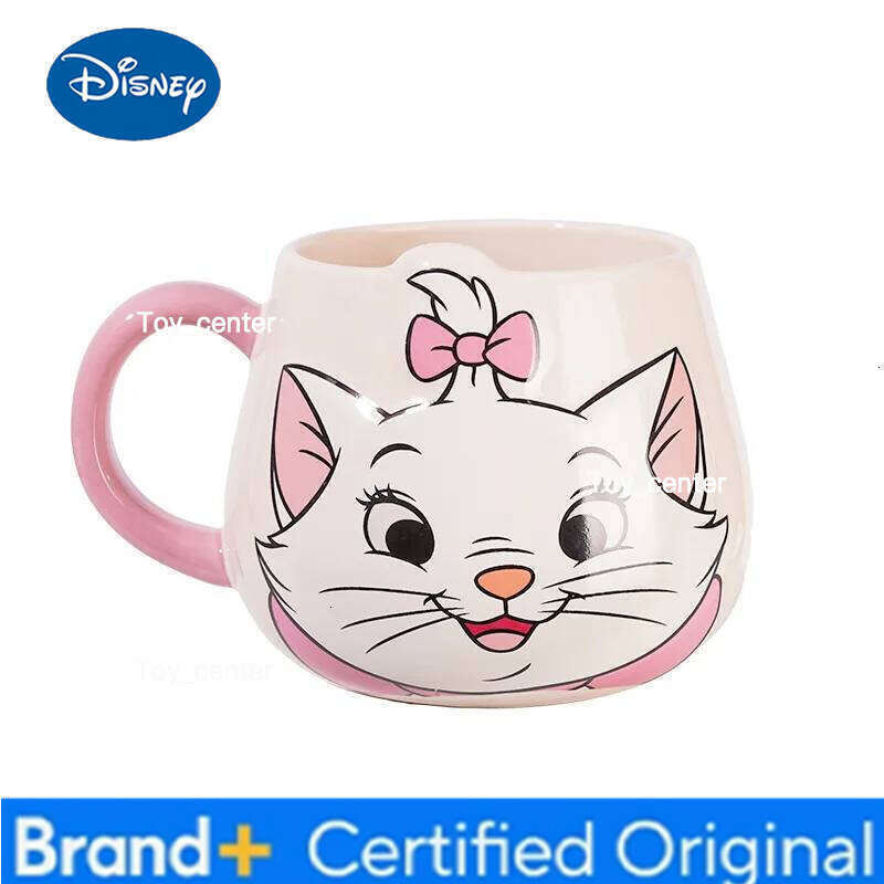 Disney New Mary Cat Big Belly Ceramic Mug Milk Coffee Cup Cartoon Creative Color Box Gift for Girls' Birthday Surprise H260205