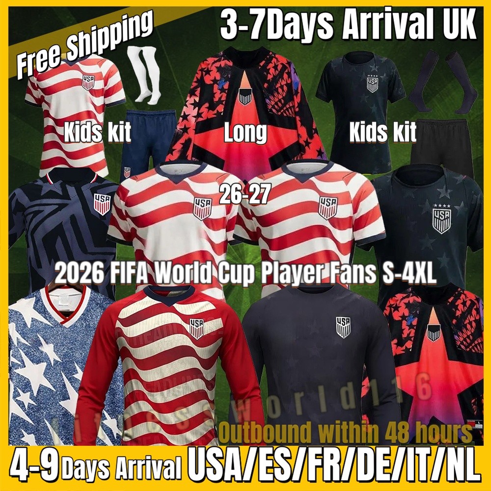 xxxl 4xl 2026 27 USA PULISIC MCKENNIE football jersey 26 ERTZ ALTIDORE LLOYD America Football Shirt United States PRESS WOOD MORGAN Camisetas USA USMNT Kits kit S-4XL