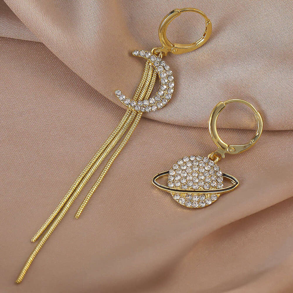 environmentally friendly crossborder moon earrings with unique personality and full diamond temperament long tassel highend earrings with earrings and