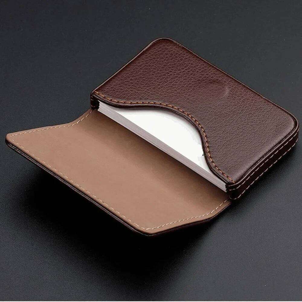 Sized Stitched PU Leather Credit Holder Visiting Business Card Case Wallet with Magnetic Shut for Men & Women Z260205
