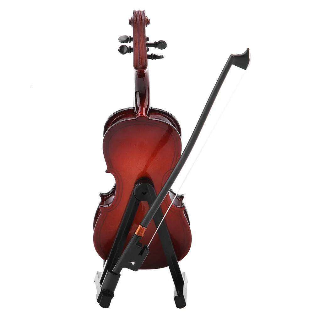 5.5in 14cm Wooden Miniature Cello Replica with Case Instrument Model Musical Gifts Ornaments Decoration S260204