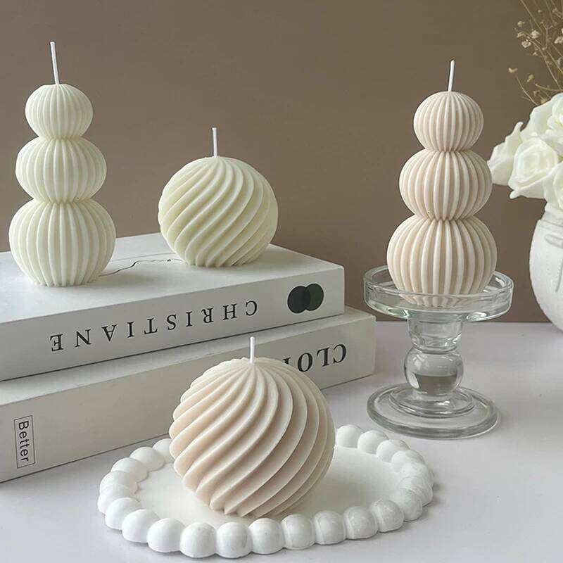 Creative Geometric Wave ball Scented Candle Home Festive Restaurant Bar Decoration Atmosphere Fragrance Candles Ornaments S260204