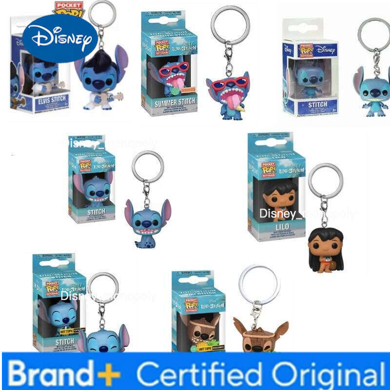 Disney FUNKO POP Elvis Lilo Stilts Keychain Summer Stitch Scented Exclusive Vinyl Action Figures Collection Model Kid Toys Gift H260205