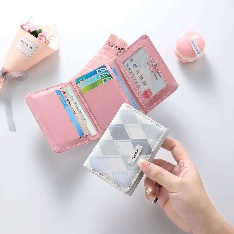 Sea Salt Blue Plaid Clear New Simple ins Wind Han Multifunctional Student Wallet Change Card Integrated Bag Z260205
