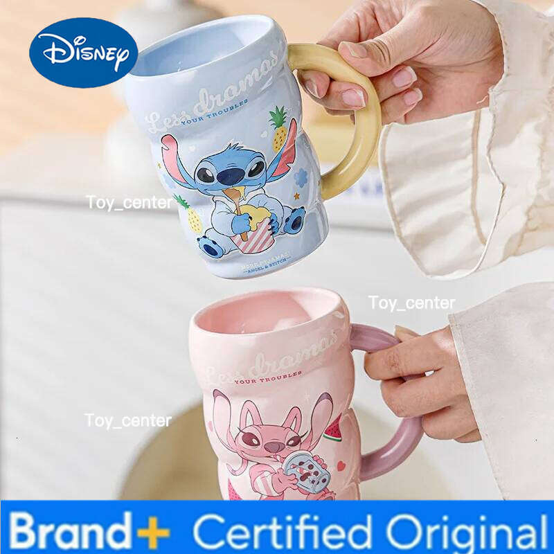 Disney Stitch Ceramic Coffee Mug Girls Home Rotating Twist Water Cup Student Large Capacity Cups with Handle Dishwasher Safe H260205