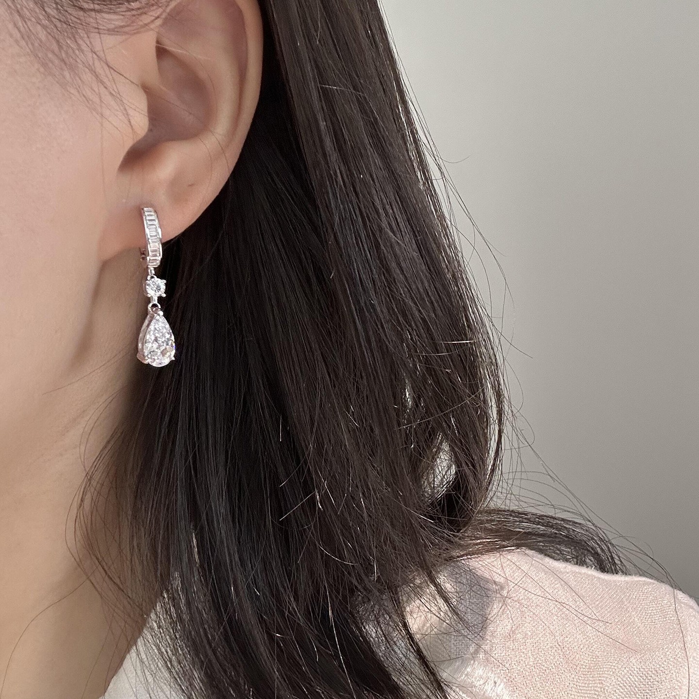 2026 Rulalei Korean Style Dangle Earrings Luxury Jewelry 18k White Gold Fill Women Fashion Pear Cut 5A Zircon CZ Diamond Water Drop Lady Bridal Earrin - view 5