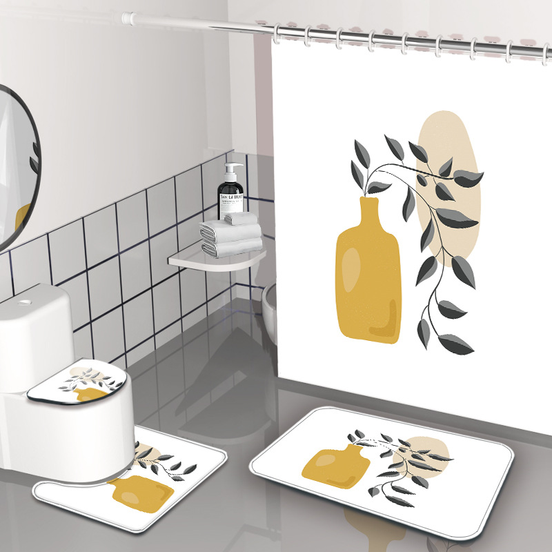 YL-38275 Nordic Minimalist 3D Digital Printed Shower Curtain, Waterproof and Mildew-proof, Bathroom Partition Curtain, Hanging Curtain