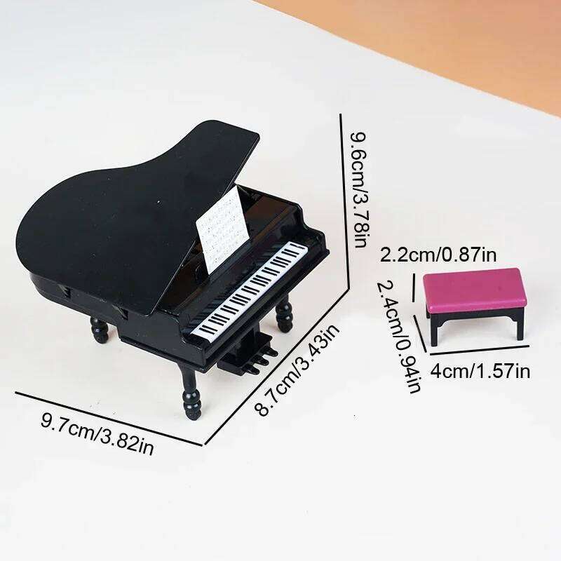 1:12 Dollhouse Miniature Piano Instrument Chair Model Living Room Furniture Decor Toy Doll Home Miniatures Landscape Accessories S260204