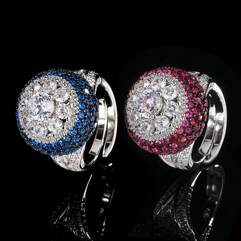 Rings Designer For Women Jewelry Copper Base Gold Plated European And American Style Imitation Red Corundum Vintage Micro Inlaid Round Women's Ri