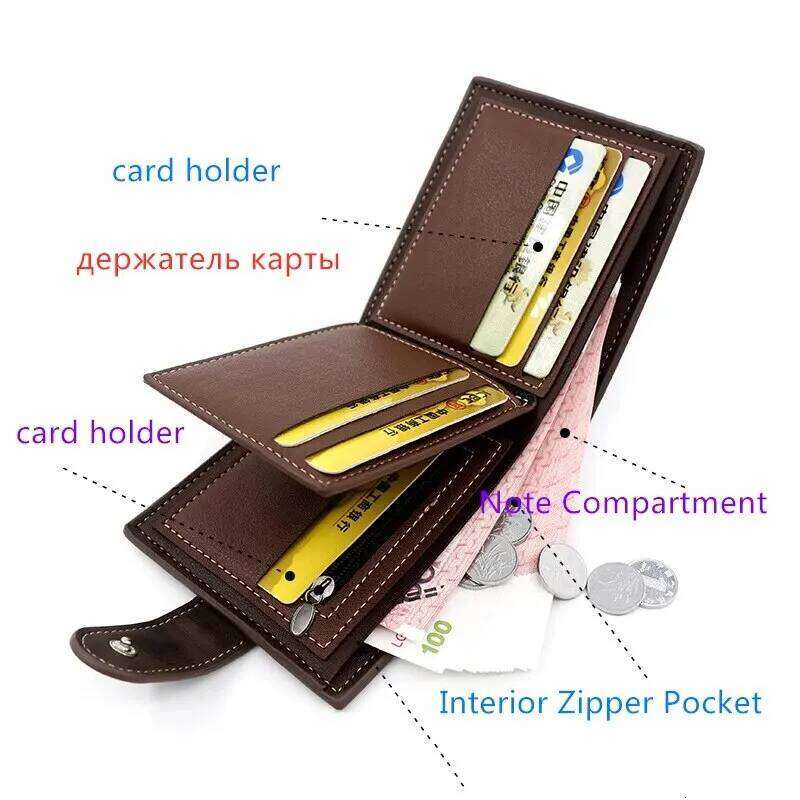 Men's Wallet with Hasp Business Holder Case Male Short Purse PU Leather Money Bag for Men Wallets Z260205