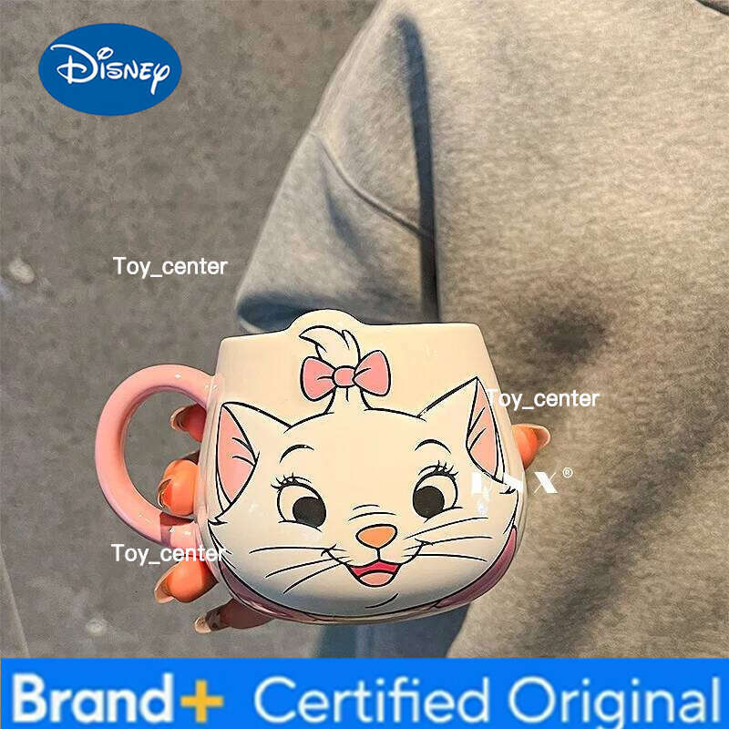 Disney New Mary Cat Big Belly Ceramic Mug Milk Coffee Cup Cartoon Creative Color Box Gift for Girls' Birthday Surprise H260205