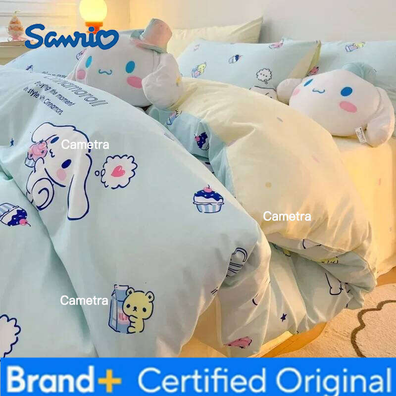 Sanrio 100% Cotton Bedding Set Cute Hello Kitty Kuromi Melody King Queen Pillowcase Bed Linens Girl Dorm Bedclothes Home Textile H2602051