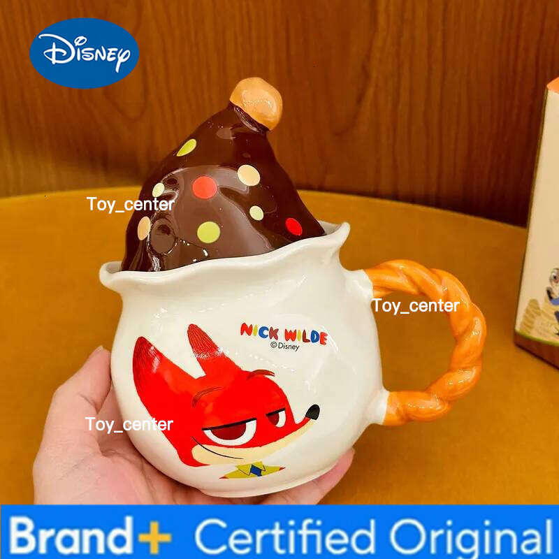 Disney Authentic Zootopia Cartoon Ceramic Mug Cute Judy & Nick Character Design Home Coffee Cup Gift For Kids Fans H260205
