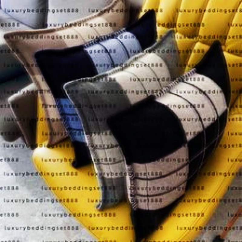 Designer Pillowcase H Luxury Brand Nordic Style Pillowcase Lunch Break Sofa Cushion Car Waist Back Cushion Knitted Pillowcase Pillow