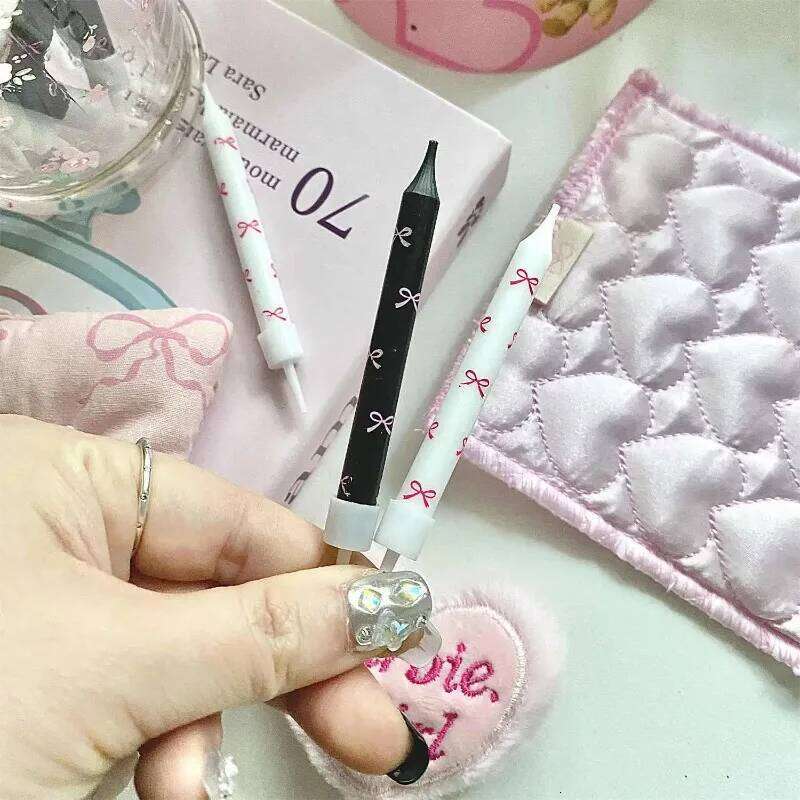 6pcs Bow Cute Birthday Candles Cupcake Toppers Coquette Decor Baby Shower Wedding Bachelorette Party S260204