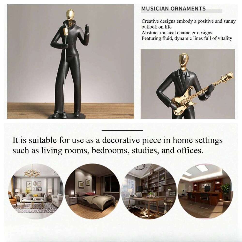 Handcrafted Musician Sculpture Set Elegant Decor for Bookshelf, Artist Studio, Minimalist Gallery Wall & Urban Apartment Style S260204