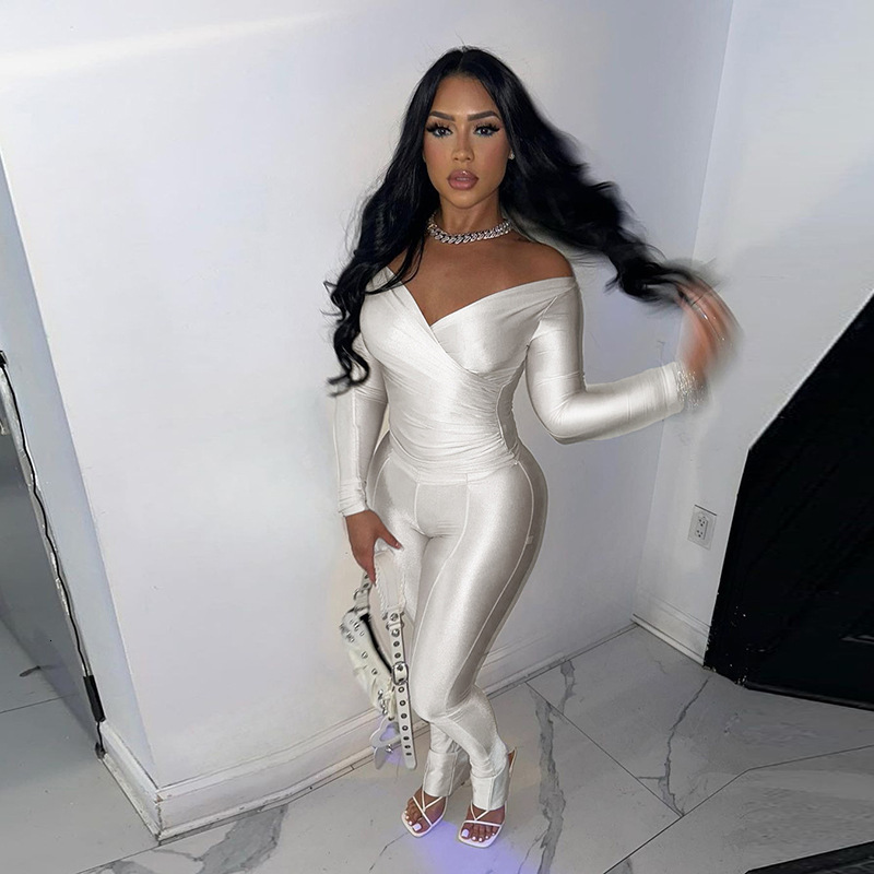 Dulzura One Shoulder Long Sleeve Cut Out Jumpsuit For Women Bodycon Sexy Streetwear Rompers Club Party Outfits Spring Summer 250211